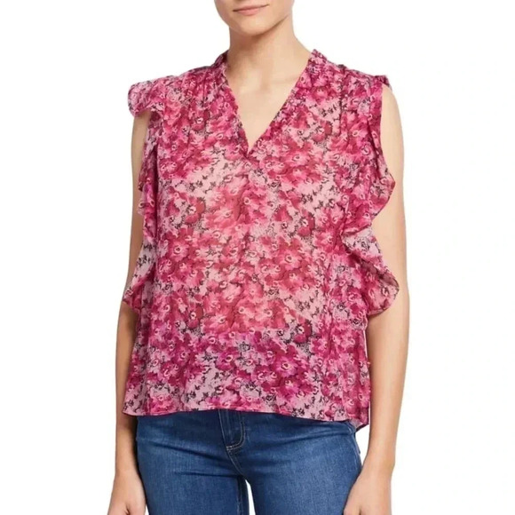 Paige Silk Genie VNeck Ruffled Blouse - Picture 3 of 12